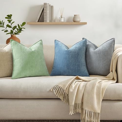 decorUhome Chenille Teal Velvet Throw Pillow Covers 24x24 Set of 2 - Image 7