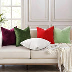 decorUhome Soft Chenille Christmas Green Throw Pillow Covers 24X24 Set of 2 - Image 4