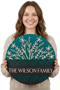 Personalized 18'' Welcome Sign for Front Door Decor,3D Custom Last Name Sign for Front Door,Modern Farmhouse Wood Round Wreath,Custom Name Housewarming,Wedding & Engagement Gifts for New Home by aoiame