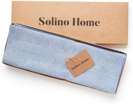 Solino Home 100% Pure Linen Placemats Blue, Athena 14 x 14 in, Set of 4 - Image 3
