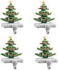 Christmas Stocking Holder Set of 4 with Glitter for Mantel Resin Stocking Hooks Fireplace Decor Sparkling Holiday Centerpiece Durable Indoor Christmas Gift by EHUOYAN