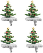 Christmas Stocking Holder Set of 4 with Glitter for Mantel Resin Stocking Hooks Fireplace Decor Sparkling Holiday Centerpiece Durable Indoor Christmas Gift by EHUOYAN