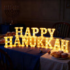 Aurelema 13 Pcs Hanukkah Decorations Happy Hanukkah LED Letter Lights Sign by Aurelema