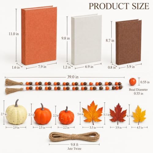 Pinkunn 13 Pcs Fall Decorative Books Linen Faux Books Storage Box Home Set - Image 2