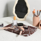Marble Vanity Tray, 11.8in Stone Bathroom Tray for Countertop, Red Decorative Tray for Dresser Organizer, Luxury Serving Tray for Kitchen, Storage Dish for Kitchen Sink, Perfume, Jewelry Holder - Image 6