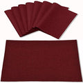 Cloth Burgundy Placemats Set of 8, Linen Type Fabric Placemats Machine Washable Heat Resistant Placemats Polyester Place Mats for Halloween, Thanksgiving and Christmas Dining Table (Burgundy) by Rinpon