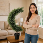 Artificial Crescent Moon Topiary Tree Ramadan Eid Mubarak Decoration Potted Faux Green Plant for Islamic Festival Indoor Home Christmas Decor (63cm/25inch) - Image 5