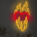 Heart With Fire Neon Sign, Love Neon Light, Burning Heart Decor by DMDMBSR
