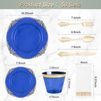 Bestluck 350PCS Clear Blue Plastic Plates for 50 Guests - Image 2