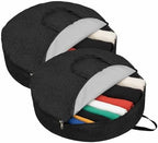 30 Inch Round Storage Bag 2 Pack,Vintage Solid Black Leather Waterproof Wreath Storage Container with Handles&Zipper Retro Cowhide Texture Closet Organizer Bags Garland Box - Image 2