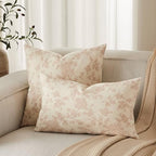 2 Pack French Floral Throw Pillow Covers 24x24in, Taupe/Cream - Image 4