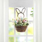 Glizthome 18" H Easter Wreath Decorations Bunny Shape Basket Wreath Artificial Flower for Front Door Spring Home Dining Table Baby Shower Farmhouse by Glitzhome