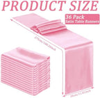 Bencailor 24 Pcs Pink Satin Table Runners Bulk, 12 x 108 Inch - Image 3