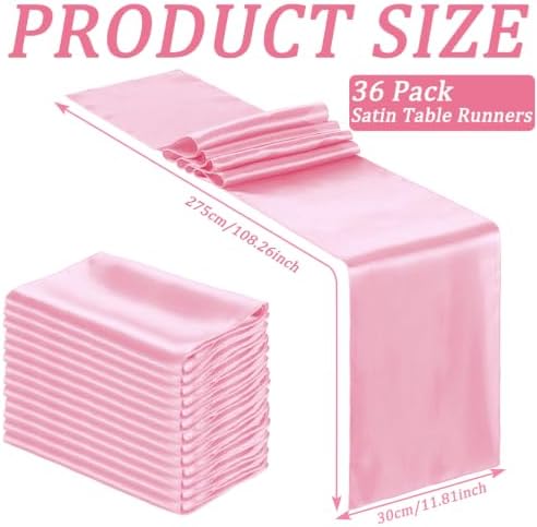 Bencailor 24 Pcs Pink Satin Table Runners Bulk, 12 x 108 Inch - Image 3