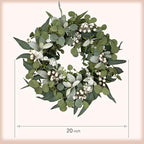 Idyllic Berries Eucalyptus Wreaths for Front Door, 20" Artificial Spring Summer Green Leaf Wreath for Farmhouse Wall Wedding Decor Window Front Porch Decor - Image 3