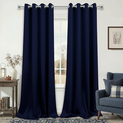 KOUFALL Extra Long 120 Inch 10 FT Curtains 10FT Foot Blackout with Grommets Thermal Insulated Black Out XL Curtains for Living Room 2 Panels Set, Navy Blue - Image 3