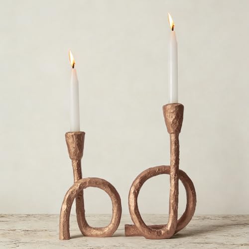 DN DECONATION Gold Twisted Candle Holders Set of 2 for Table Centerpiece by DNDECONATION