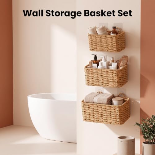 3 Pcs Wall Hanging Baskets, Wicker Baskets for Wall - Image 5