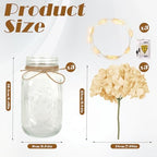 Set of 3 Mason Jar Lights, Champagne Hydrangea Holiday Table Decor - Image 4