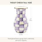 MACKENZIE-CHILDS Enamel Tall Vase, Purple-and-White Violet Check - Image 4