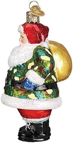 Old World Christmas Ornaments: Assortment of Santas Glass Blown Ornaments for Christmas Tree, Camo Santa - Image 4