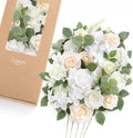 Ling's moment Artificial Wedding Flowers Combo, White & Sage, Deluxe by LingsMoment