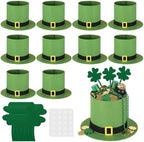Leinuosen 10 Pack St. Patrick's Day Leprechaun Hat Candy Bucket Set 5 Inch Irish Lucky Leprechaun Hat Treat Containers Centerpiece for St. Patrick's Day Irish Favor Box Holiday Table Home Party Decor by Leinuosen