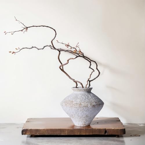 Wabi Sabi Vintage Vase, 6.3" Tall Wabi Sabi Decor Rustic Farmhouse Pottery Vase for Centerpiece, White Textured Pottery Flower Vase for Home Decorative, Table, Living Room, Bedroom, Bathroom, Kitchen by QIANLING