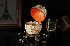 QIFU Pearl White 5.7”H Easter Egg Replics Hand Painted Enameled Jeweled Trinket Box Hinged Unique Gift for Home Decor - Image 6
