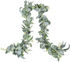 DearHouse 6.2 Feet Eucalyptus Garland Artificial Silk Eucalyptus Leaves Vines Handmade Garland Greenery Wedding Home Backdrop Arch Wall Decor by DearHouse