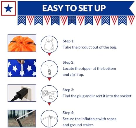 USA 250th Anniversary Patriotic Inflatable 5FT Eagle on Motorcycle for 4th of July, LED Blow Up Yard Decoration Outdoor Decor for 2026 Semicentennial Independence Day - Image 5