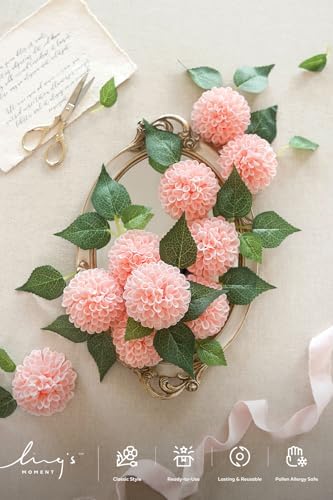 Ling's moment Pink Blush Artificial Dahlias, Wedding Flowers, 25 pcs - Image 5