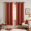 Dusty Burnt Orange Fall Curtains 63 Inch Length for Bedroom 2 Panels Set Blackout Grommet Mid Century Modern Thermal Insulated 70s Curtains for Living Room Window Office Workout Gym 42x63 Inches Long by KOUFALL