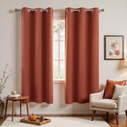 Dusty Burnt Orange Fall Curtains 63 Inch Length for Bedroom 2 Panels Set Blackout Grommet Mid Century Modern Thermal Insulated 70s Curtains for Living Room Window Office Workout Gym 42x63 Inches Long by KOUFALL