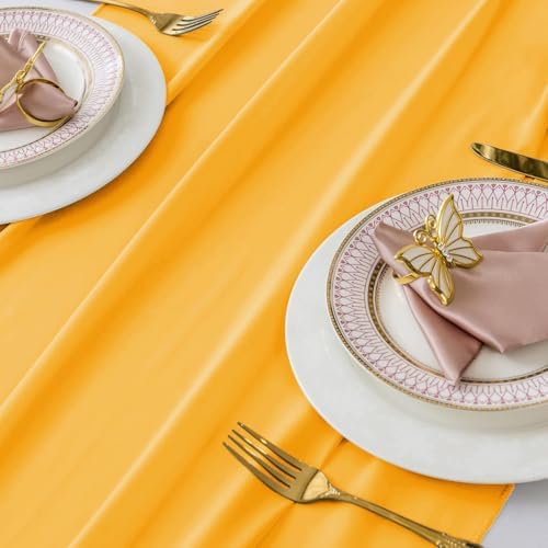 MDS Pack of 12 | Yellow Gold | 14ft Chiffon Table Runner 29x170 Inches Long Romantic Rustic Sheer Gauze Runner for Wedding Bridal Shower Birthday Banquets Engagement Spring Easter Boho Decorations - Image 4
