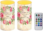 Floral Candles Battery Operated Flameless Candles with Remote Decorations LED Fake Candles for Home Bedroom Mother Day Table Decor 3 inch Set of 2 - Image 2