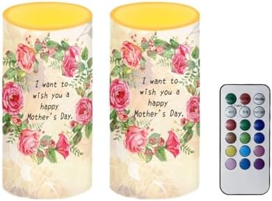 Floral Candles Battery Operated Flameless Candles with Remote Decorations LED Fake Candles for Home Bedroom Mother Day Table Decor 3 inch Set of 2 - Image 2