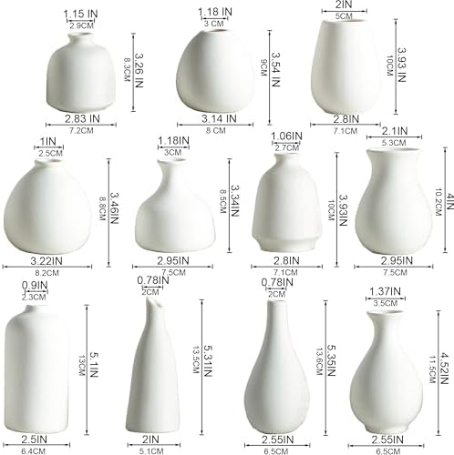 Tanvecle Small White Vases, Ceramic Bud Vase Set 11, Modern Home Decor - Image 4