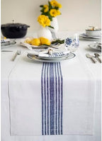 Solino Home 100% Pure Linen Table Runner, 14 x 72 in, Navy and White Stripe by SolinoHome