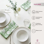 ATOSII Shalimar Green 100% Cotton Fall Cloth Designer Dinner Napkins, Handblock Print, Washable Durable Linen for Everyday Use Wedding Parties Outdoors Christmas I 20 X 20 Inches I Set of 4 - Image 4