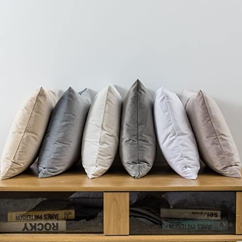 JUSPURBET 28x28 Euro Velvet Throw Pillow Covers Set of 2,Cream White - Image 3