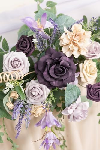 Ling's moment Purple Artificial Flower Garland Wedding Arch 9 FT - Image 3
