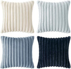 MIULEE Faux Fur Plush Decorative Throw Pillow Covers 20x20, Navy Blue - Image 7
