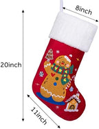 BHD BEAUTY Christmas Stocking 6 Pack Green Blue Red Velvet Embroidery Pattern Soft Faux Fur for Family Decorations Hanging Ornament for Xmas Holiday Party - Image 4