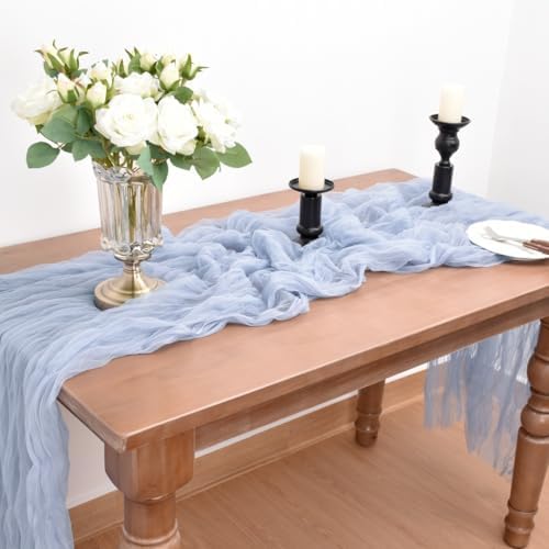 Blue Cheesecloth Table Runner Fall Wedding Birthday Party Decor 10 Pack - Image 5
