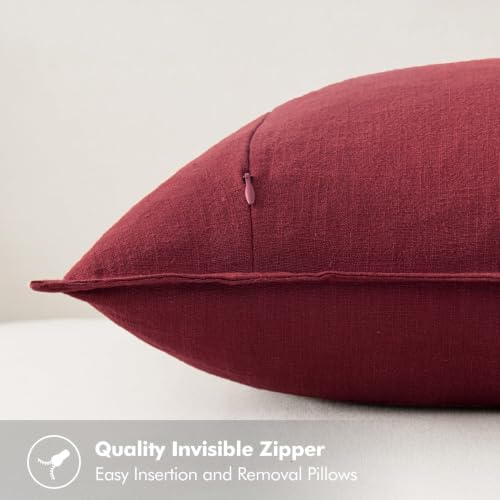 MIULEE Decorative Linen Pillow Covers 26x26 Inch Christmas Burgundy Red - Image 5