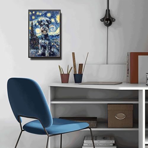 Metal Sign Vintage Tin Sign Schnauzer Starry Night Schnauzer Dapper Schnauzer in A Night Sky for Home Den and Seasonal Displays Corrosion Resistant Aluminum 12×16 Inches with Metal Frame - Image 5