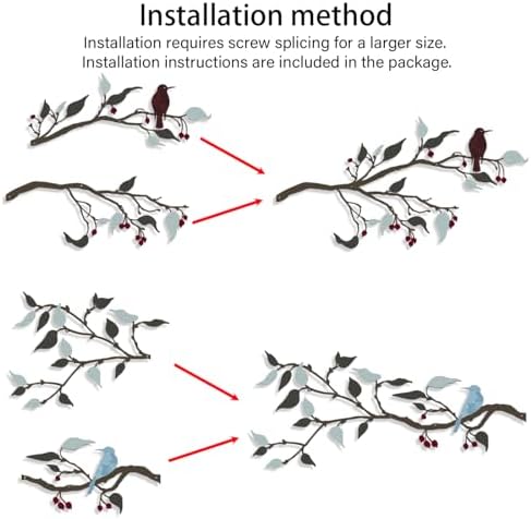 4PCS Metal Birds Wall Decor, Birds on the Branch Silhouette Art, Metal Leaves with Hummingbirds Outdoor Art Hanging Wall Sculpture for Home Office Balcony Garden Decor.（Colorful,Hummingbirds） - Image 7