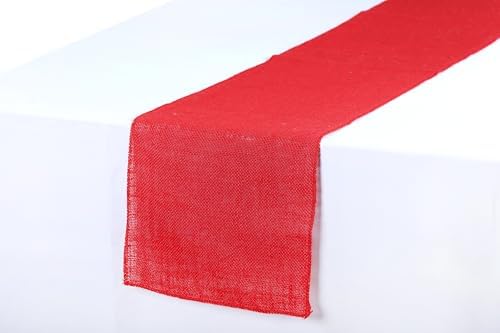 MDS® Pack of 20 Natural Burlap Table Runner, 12 x 72 Inch, Jute Rustic Farmhouse Boho Table Decor for Wedding Reception, Dining Table, Bridal Shower, Baby Shower & Party Decorations - Red - Image 3