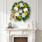 22 Inch Lemon Wreath for Front Door, Spring Summer Wreaths for Outside with Hydrangeas, Greenery and Burlap Bow, Artificial Citrus Floral Wreath for Farmhouse Porch Wall Window Kitchen Decor - Image 7